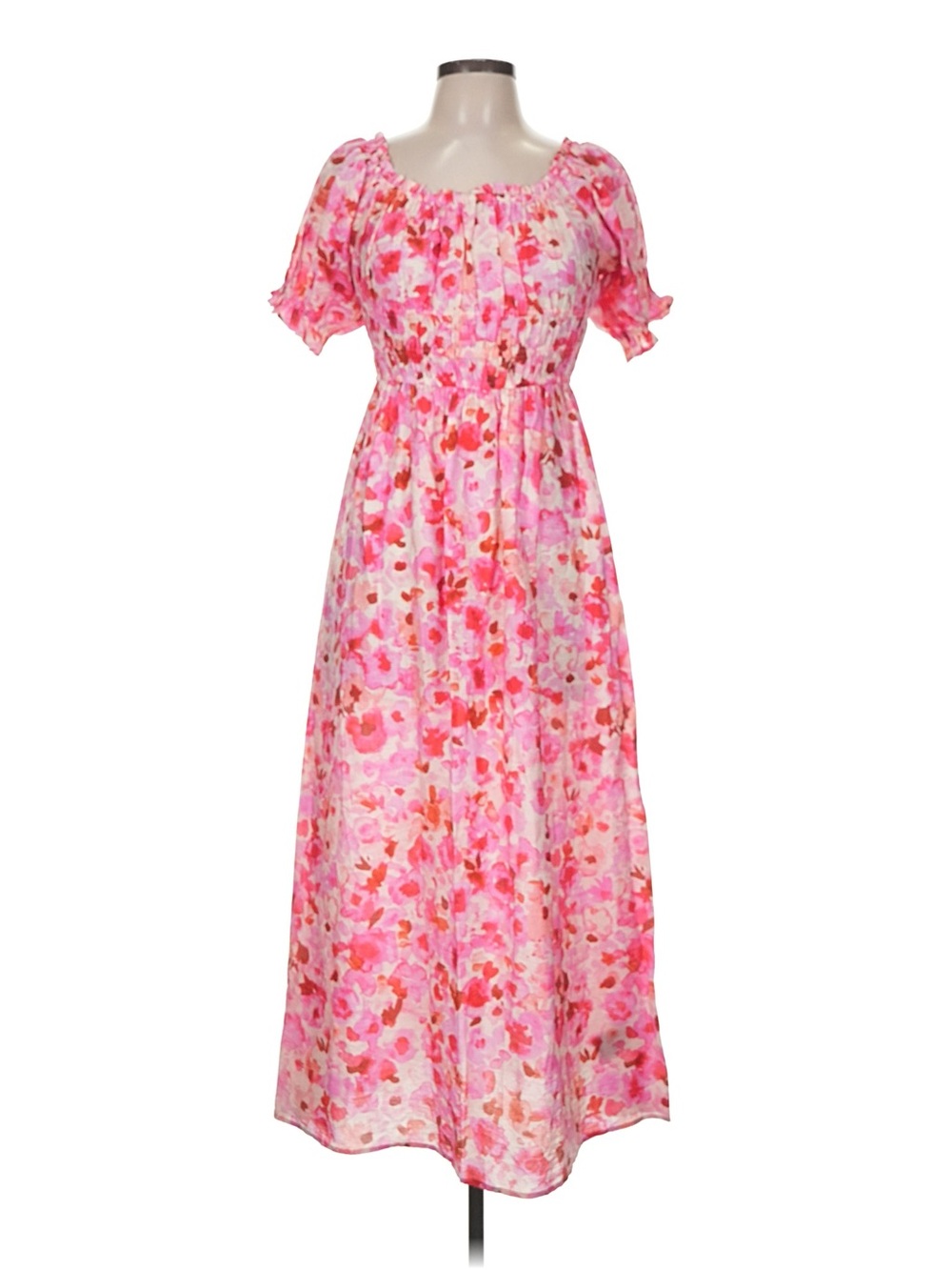 NWT H&M Pink Medium Floral Puff-Sleeve Dress
